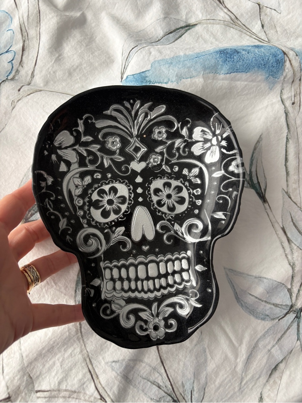 Black and Silver Sugar Skull Decorative plate/bowl